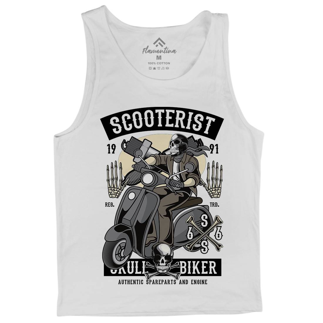 Skull Scooter Mens Tank Top Vest Motorcycles C446
