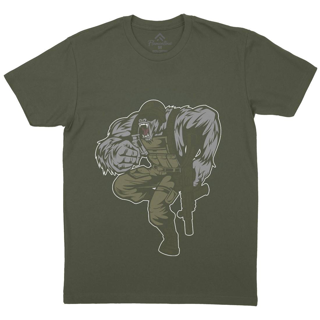 Soldier Ape Mens Organic Crew Neck T-Shirt Army C448