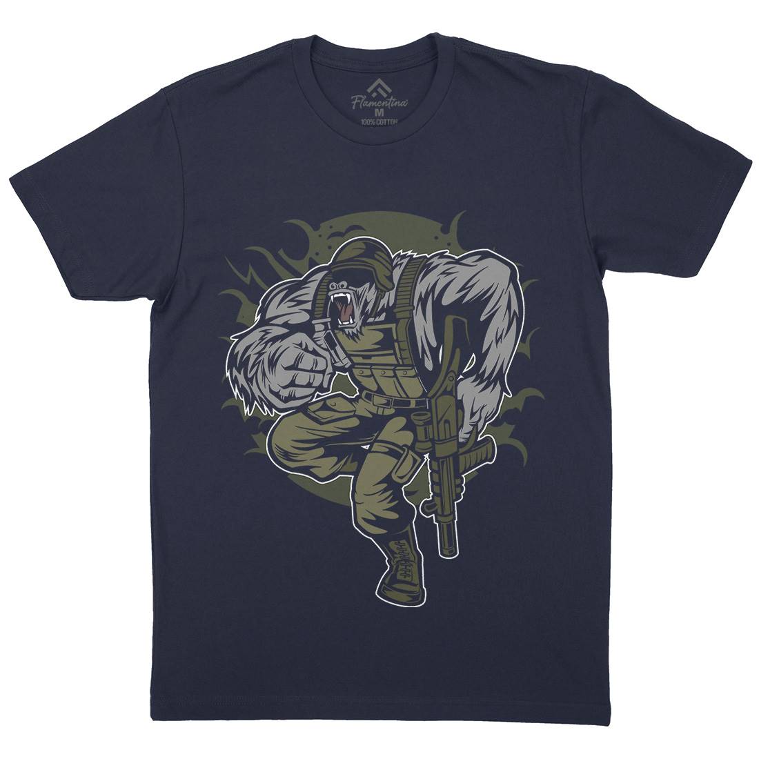 Soldier Ape Mens Organic Crew Neck T-Shirt Army C448