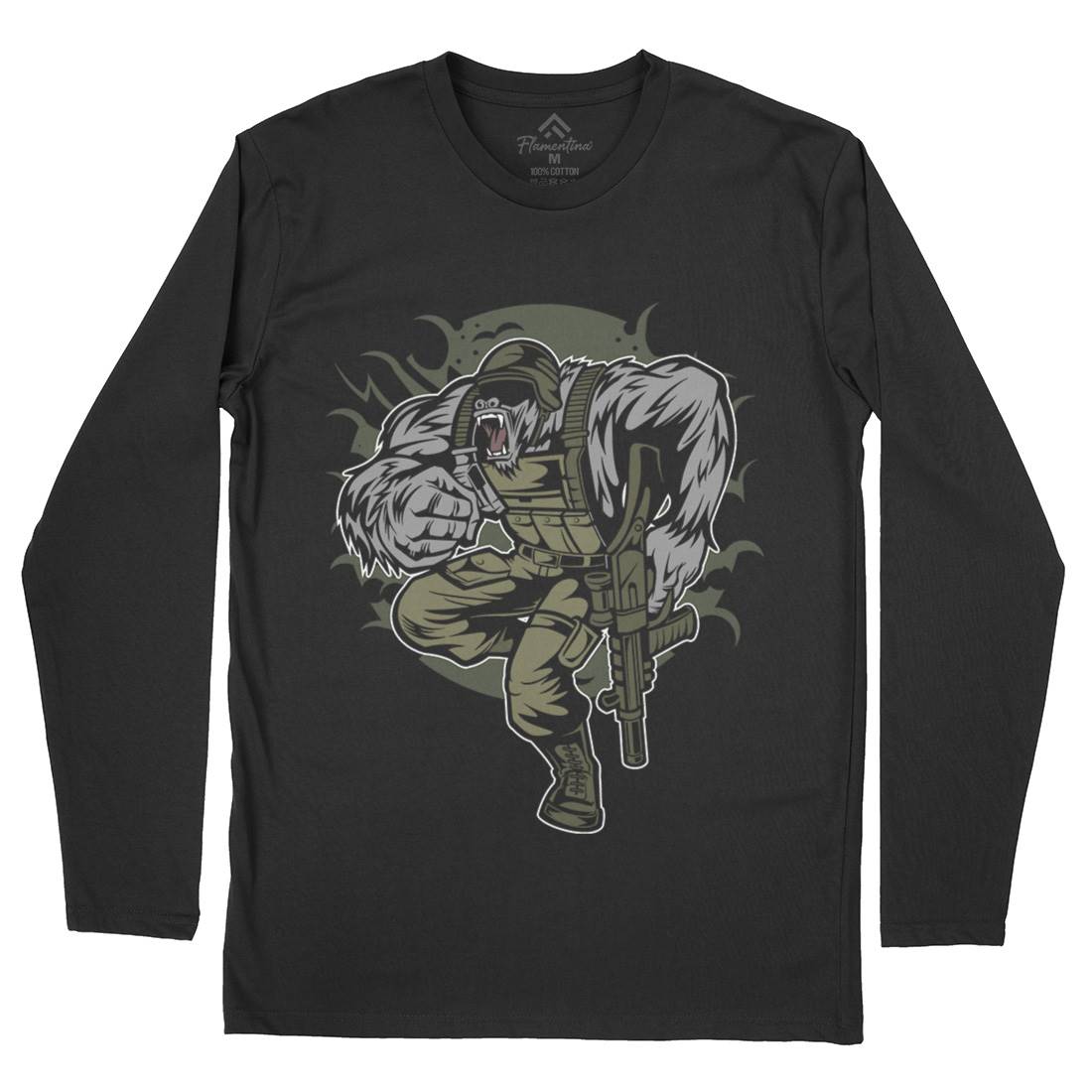 Soldier Ape Mens Long Sleeve T-Shirt Army C448