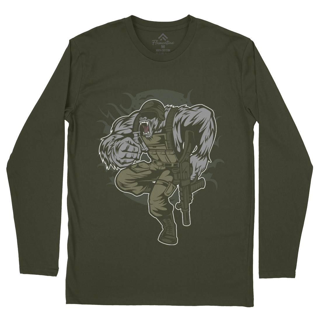 Soldier Ape Mens Long Sleeve T-Shirt Army C448
