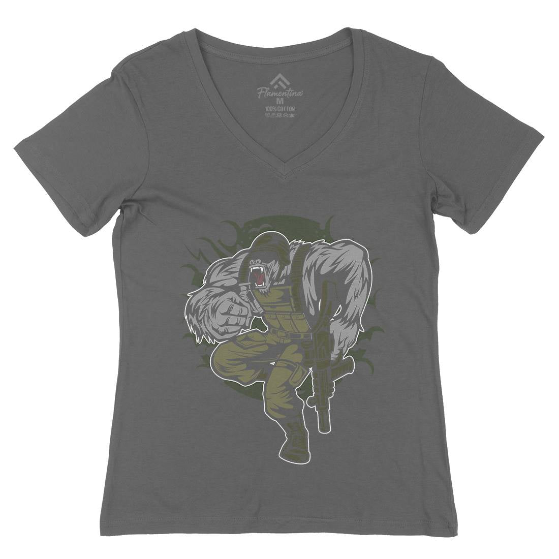 Soldier Ape Womens Organic V-Neck T-Shirt Army C448