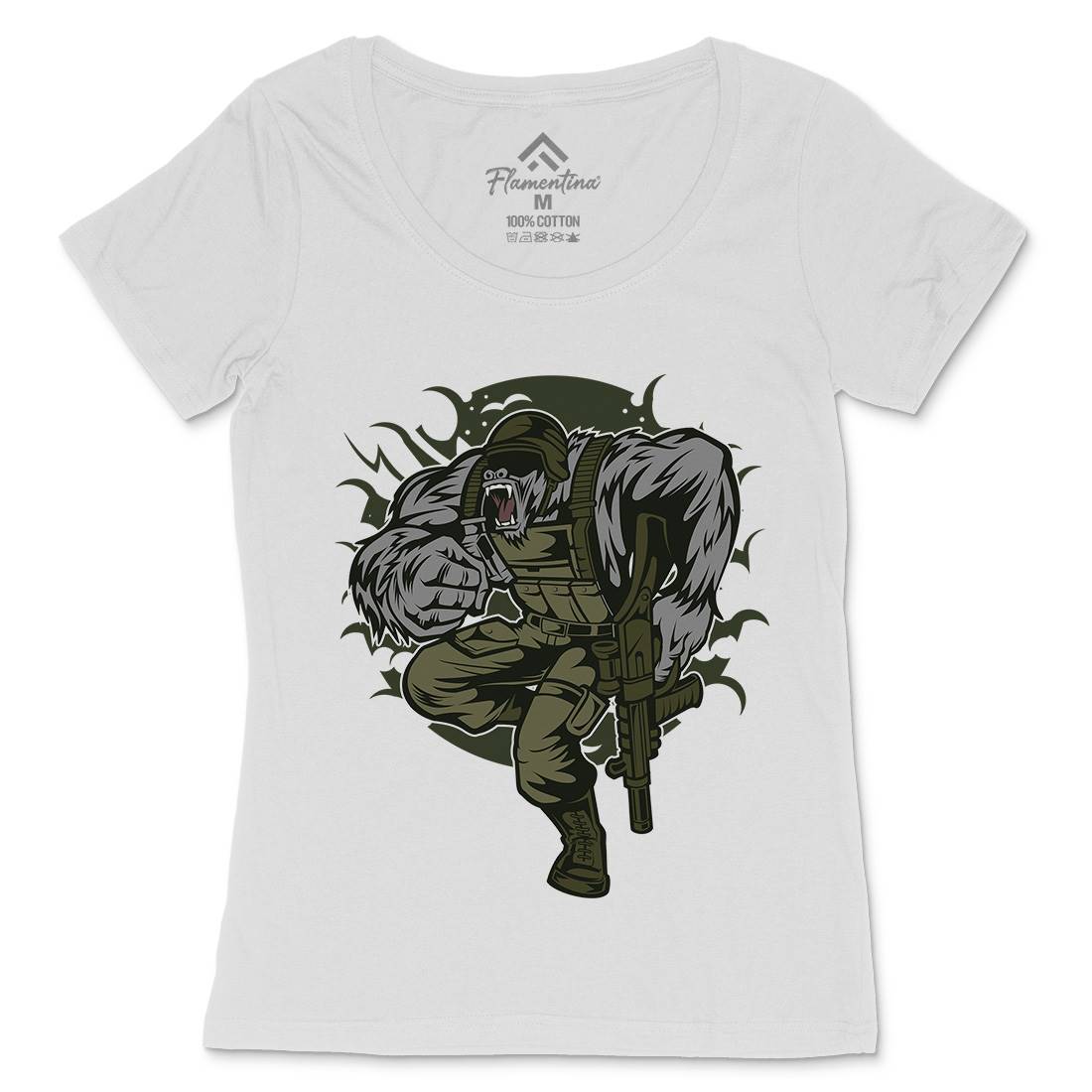 Soldier Ape Womens Scoop Neck T-Shirt Army C448