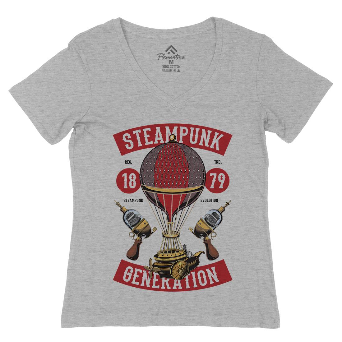 Generation Womens Organic V-Neck T-Shirt Steampunk C449