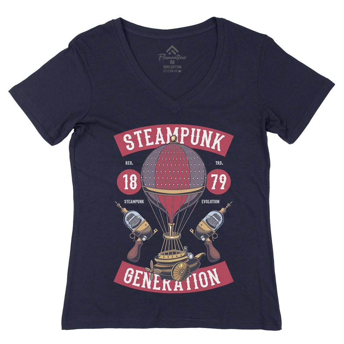 Generation Womens Organic V-Neck T-Shirt Steampunk C449