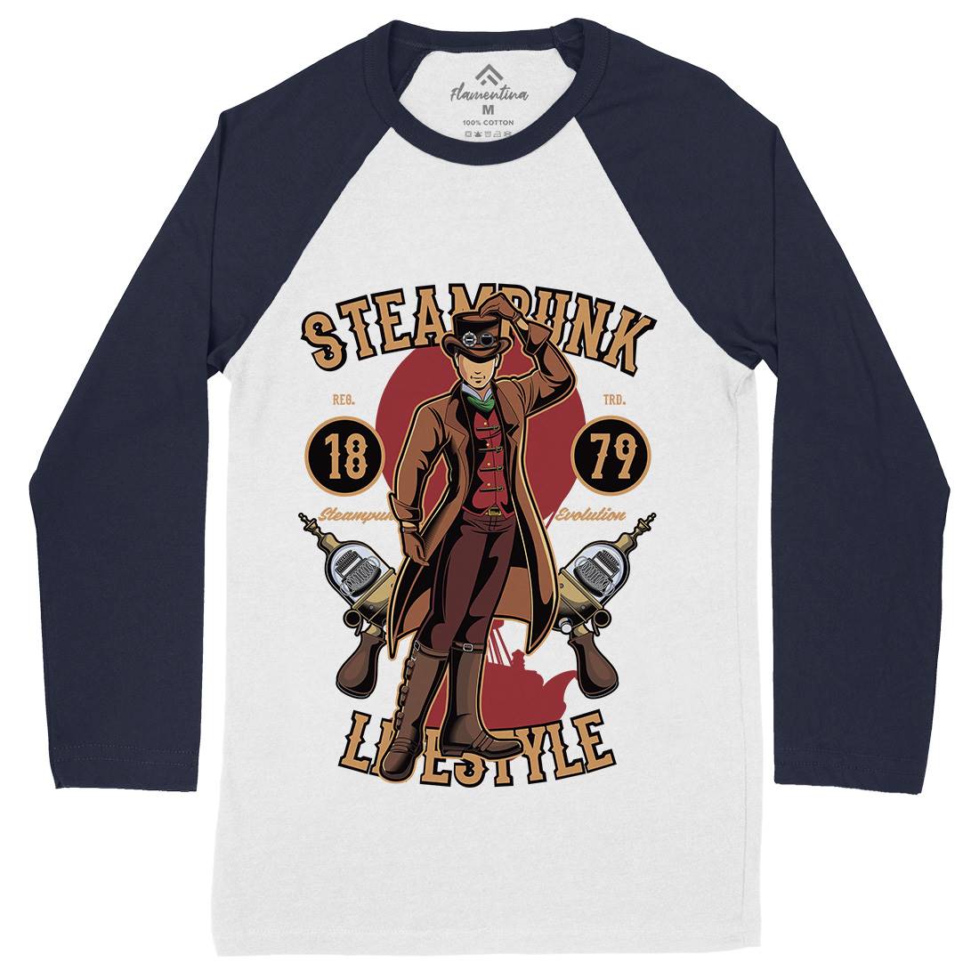 Lifestyle Mens Long Sleeve Baseball T-Shirt Steampunk C450