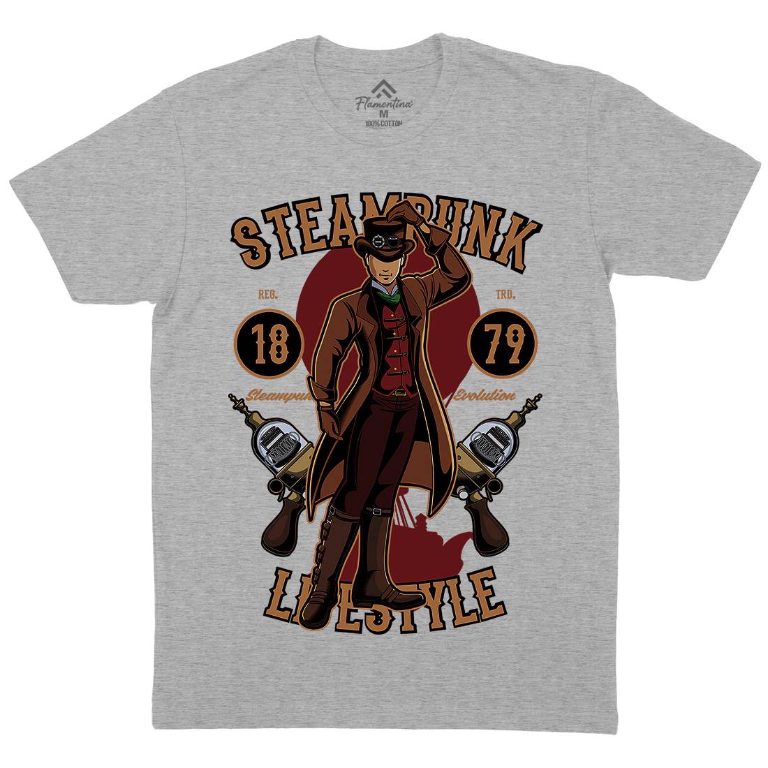 Lifestyle Mens Organic Crew Neck T-Shirt Steampunk C450