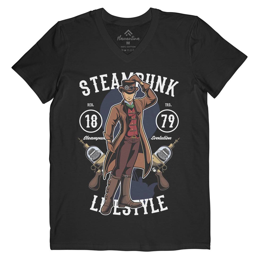 Lifestyle Mens Organic V-Neck T-Shirt Steampunk C450