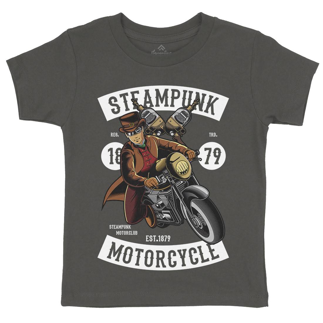 Motorcycle Kids Crew Neck T-Shirt Steampunk C451