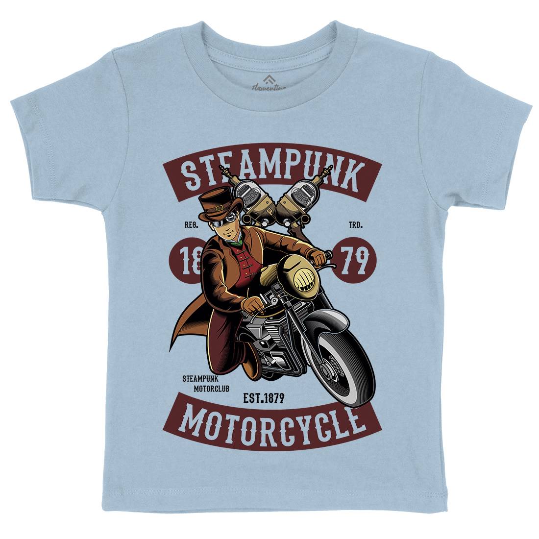 Motorcycle Kids Crew Neck T-Shirt Steampunk C451