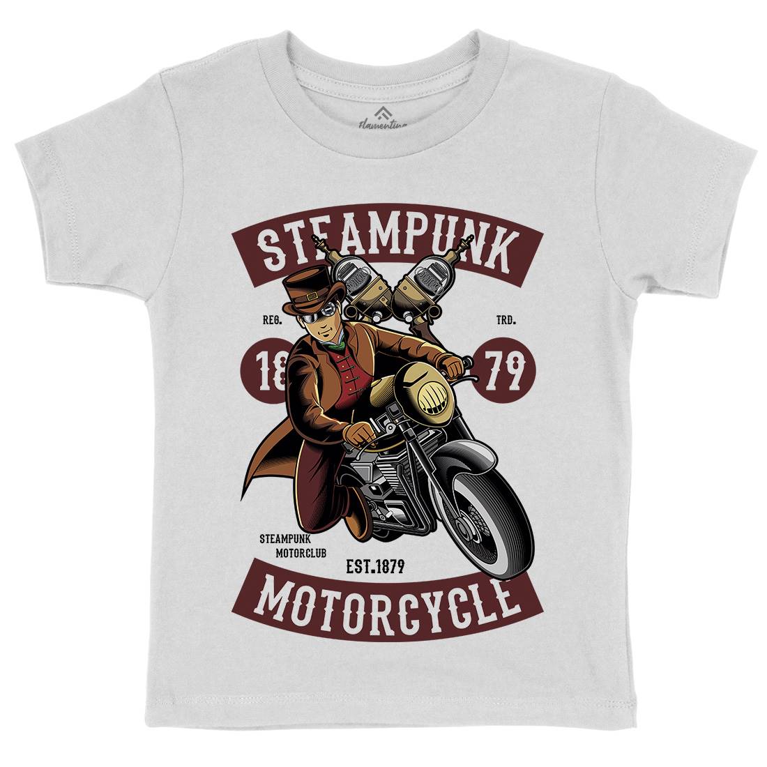 Motorcycle Kids Organic Crew Neck T-Shirt Steampunk C451