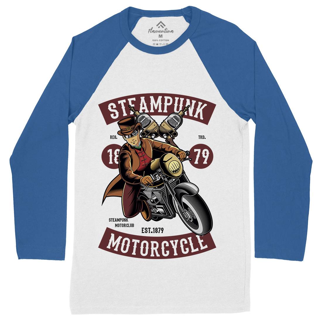 Motorcycle Mens Long Sleeve Baseball T-Shirt Steampunk C451