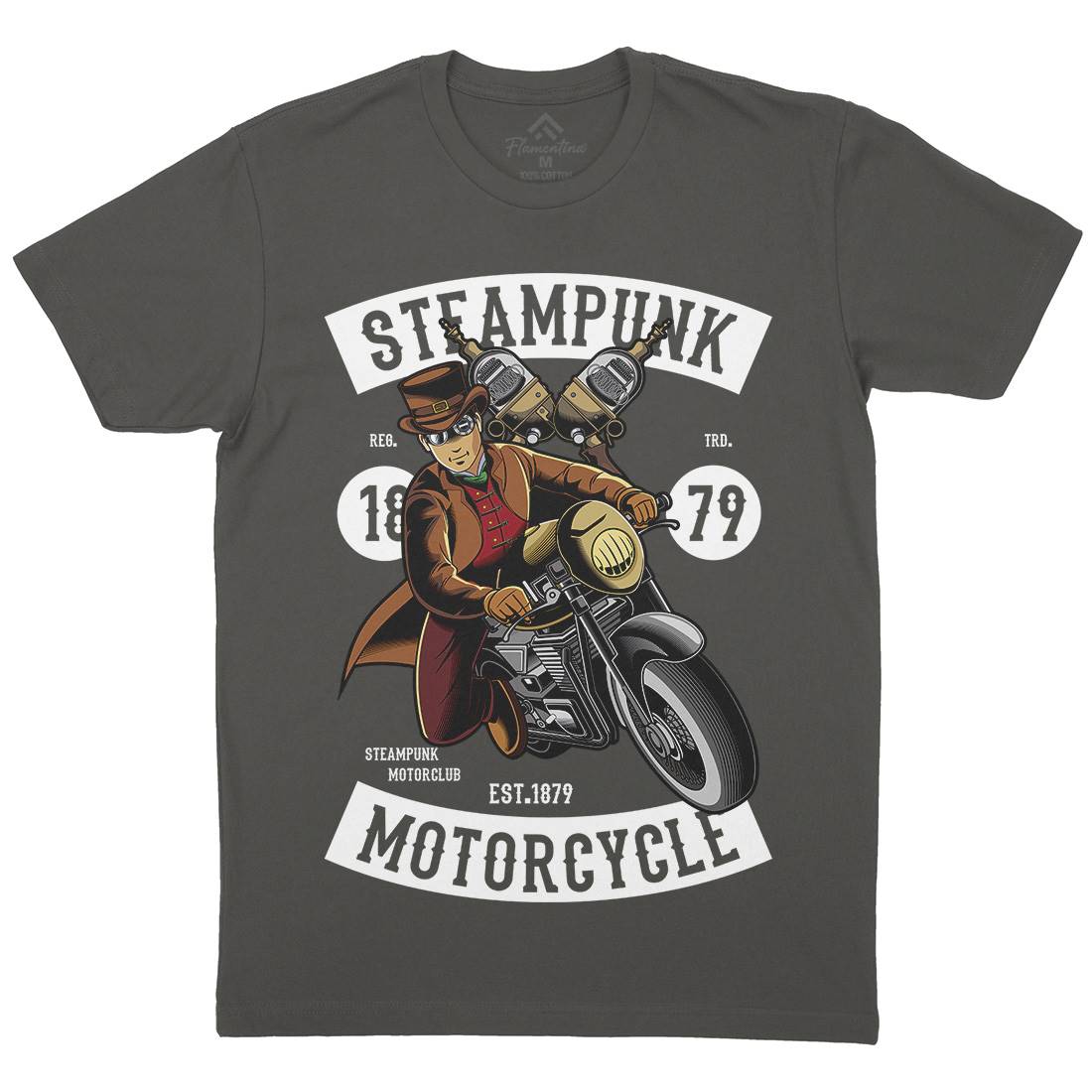 Motorcycle Mens Crew Neck T-Shirt Steampunk C451