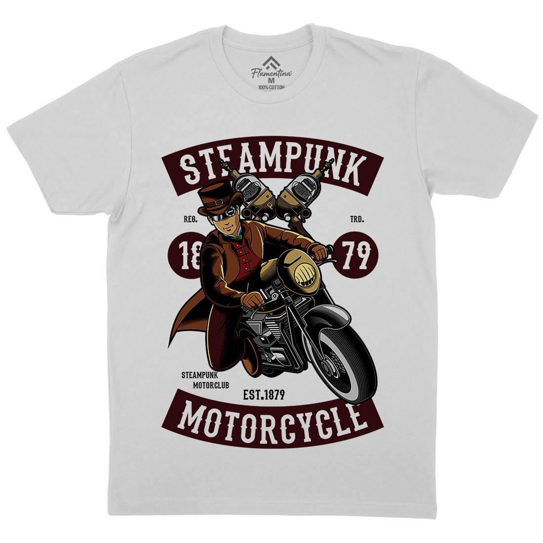 Motorcycle Mens Crew Neck T-Shirt Steampunk C451