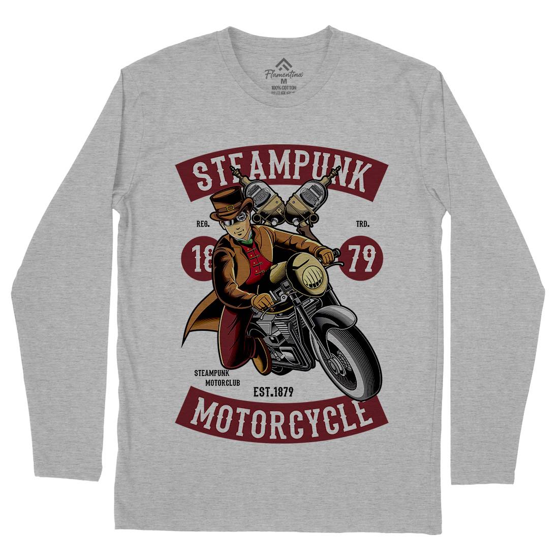 Motorcycle Mens Long Sleeve T-Shirt Steampunk C451