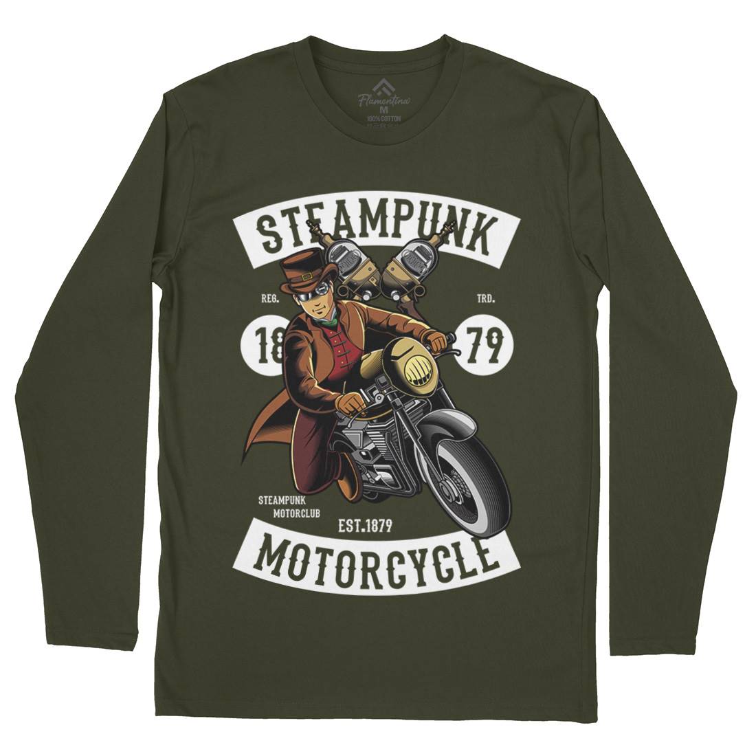 Motorcycle Mens Long Sleeve T-Shirt Steampunk C451