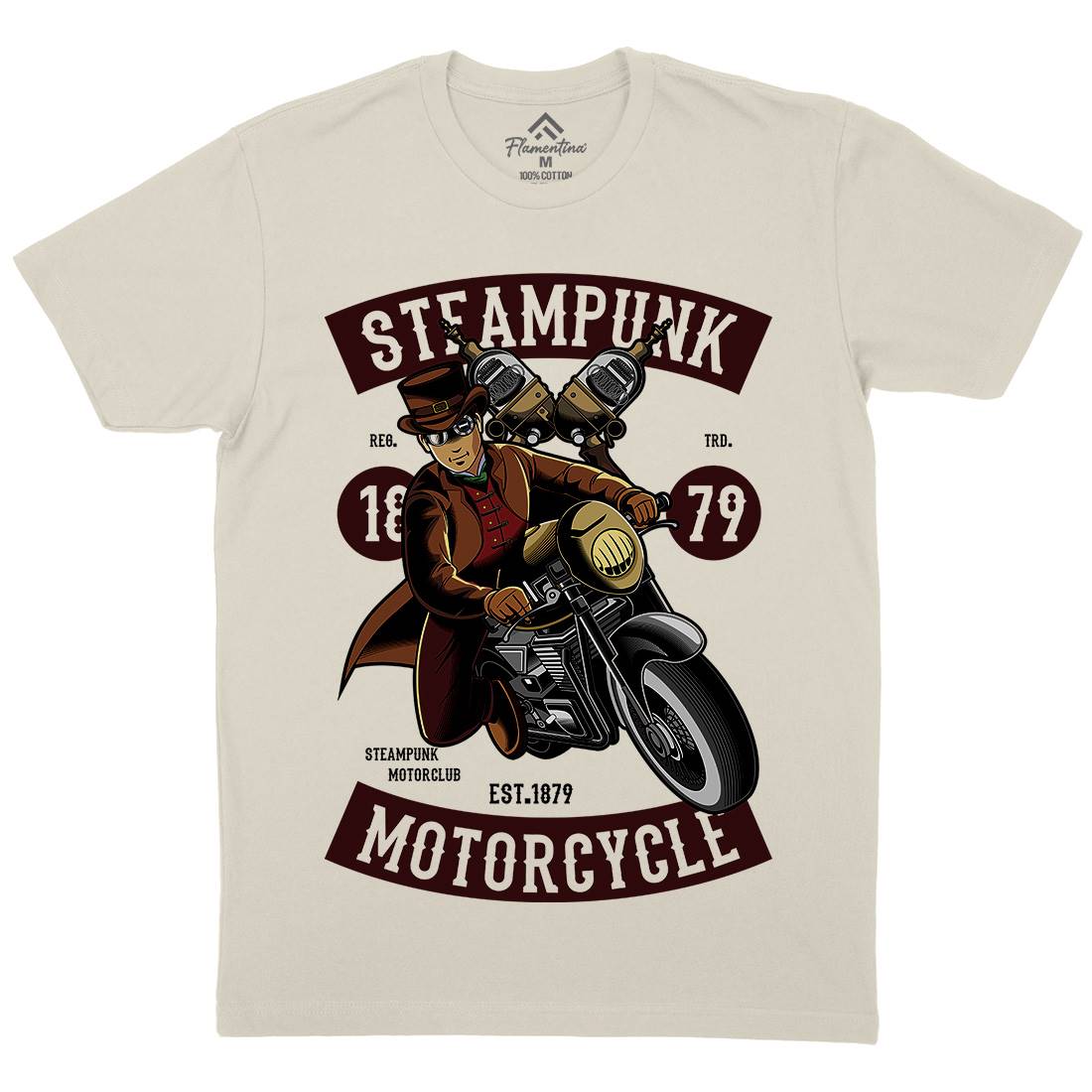 Motorcycle Mens Organic Crew Neck T-Shirt Steampunk C451