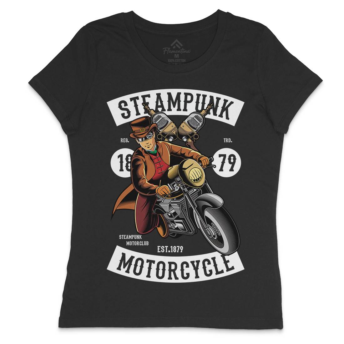 Motorcycle Womens Crew Neck T-Shirt Steampunk C451