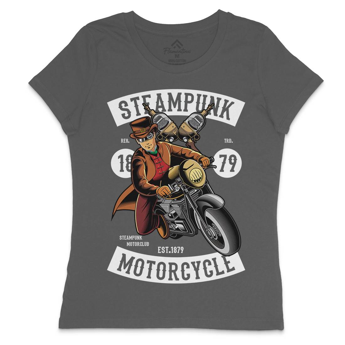 Motorcycle Womens Crew Neck T-Shirt Steampunk C451