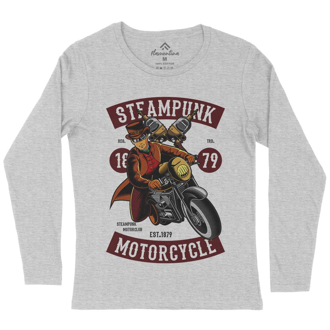 Motorcycle Womens Long Sleeve T-Shirt Steampunk C451