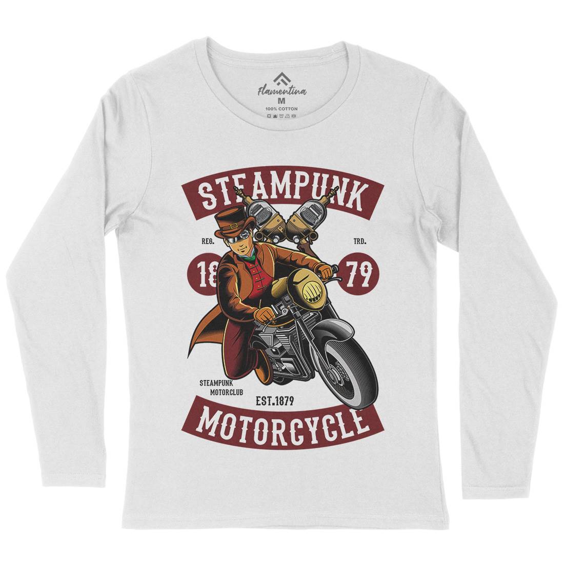 Motorcycle Womens Long Sleeve T-Shirt Steampunk C451