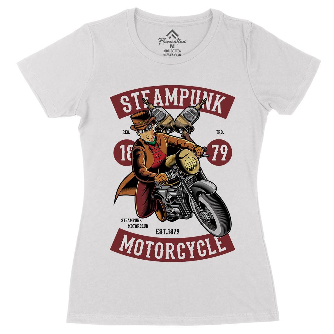 Motorcycle Womens Organic Crew Neck T-Shirt Steampunk C451