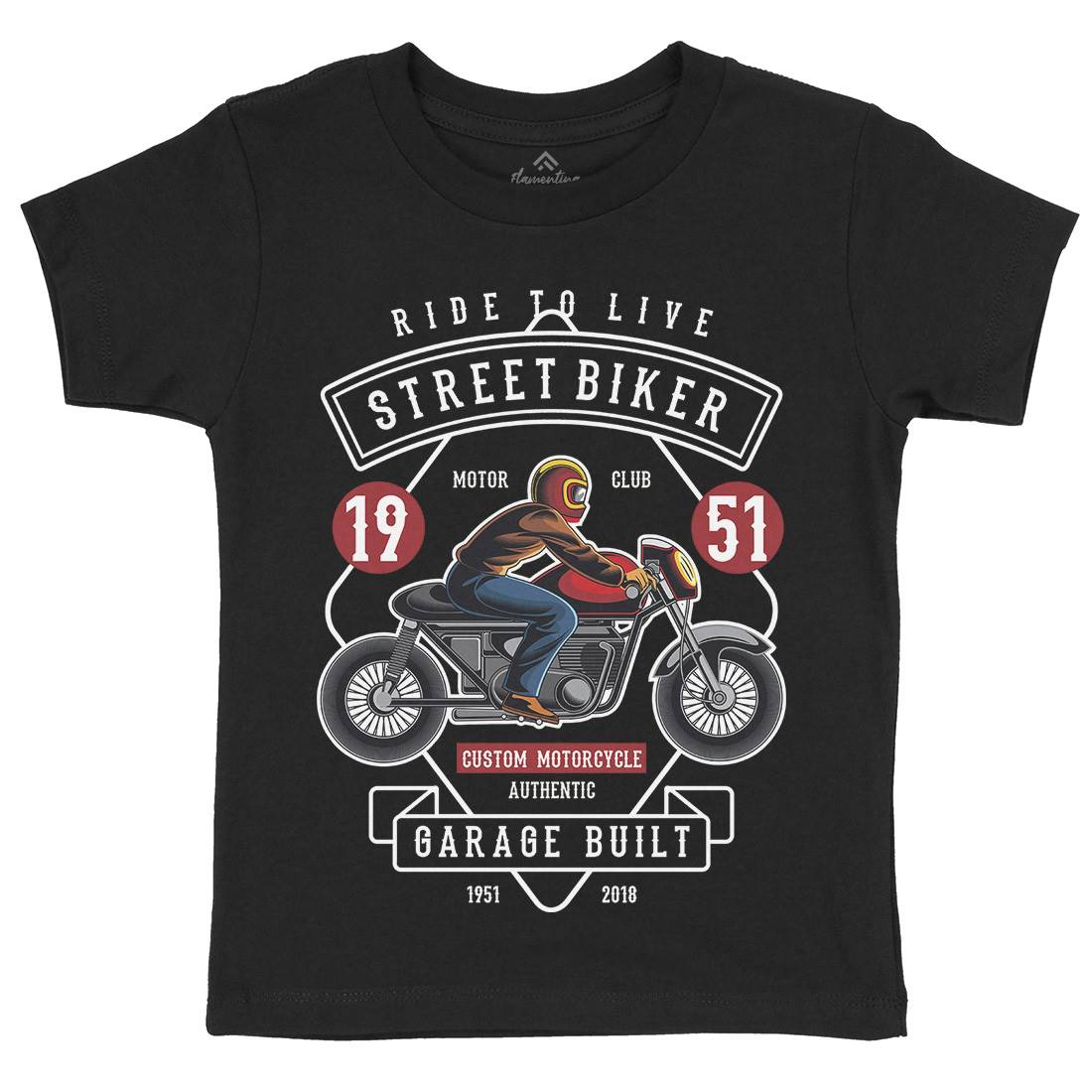 Street Biker Kids Crew Neck T-Shirt Motorcycles C453
