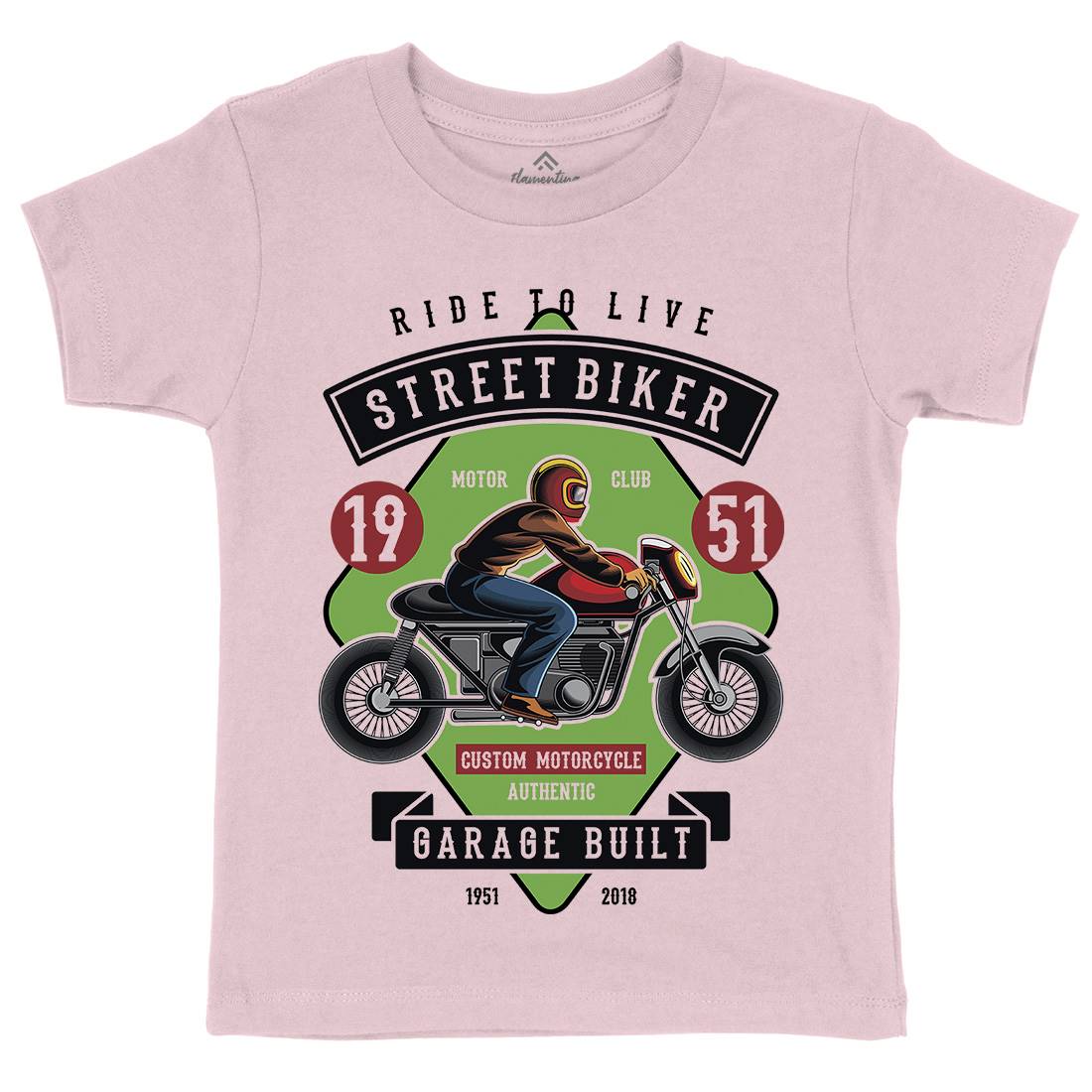Street Biker Kids Organic Crew Neck T-Shirt Motorcycles C453