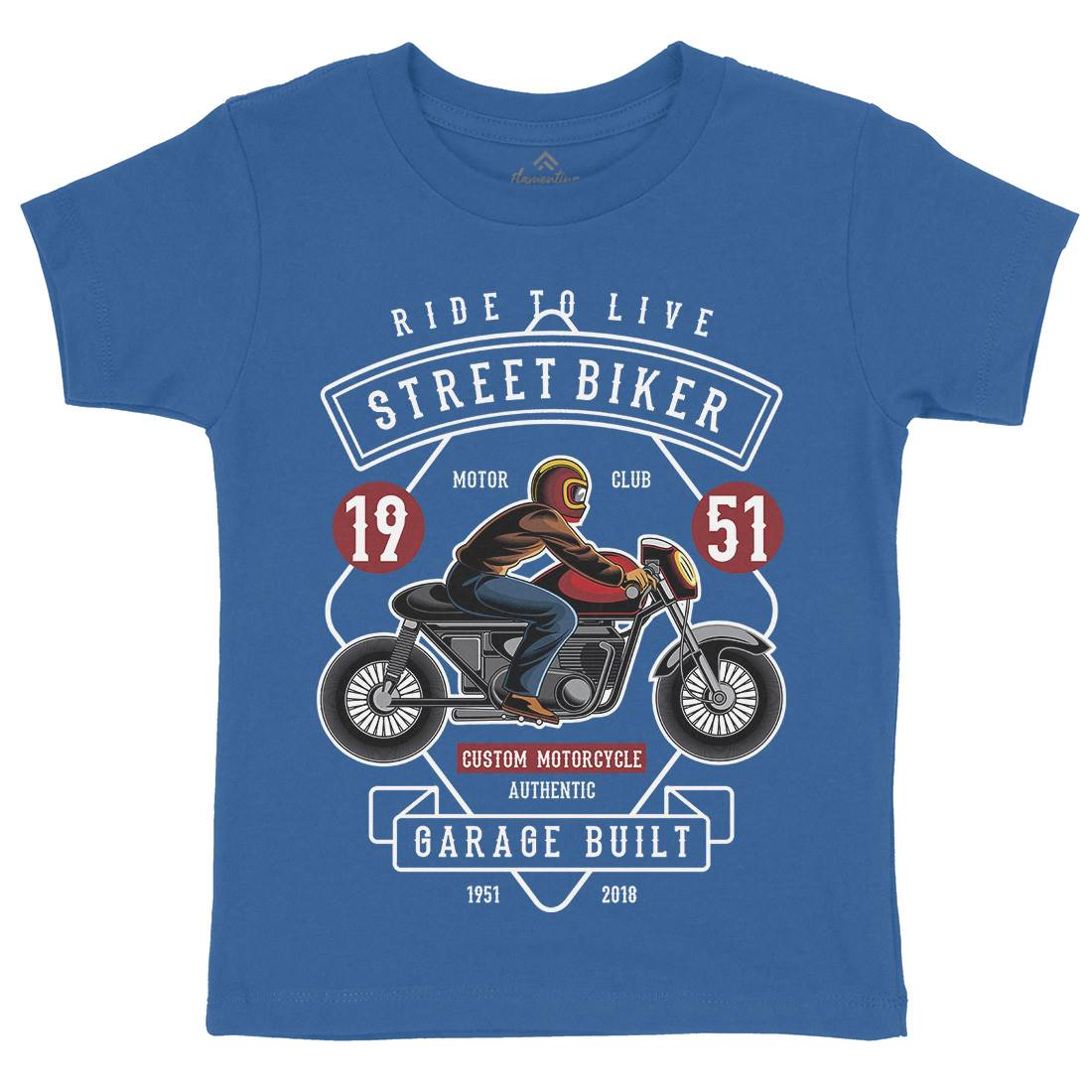 Street Biker Kids Organic Crew Neck T-Shirt Motorcycles C453