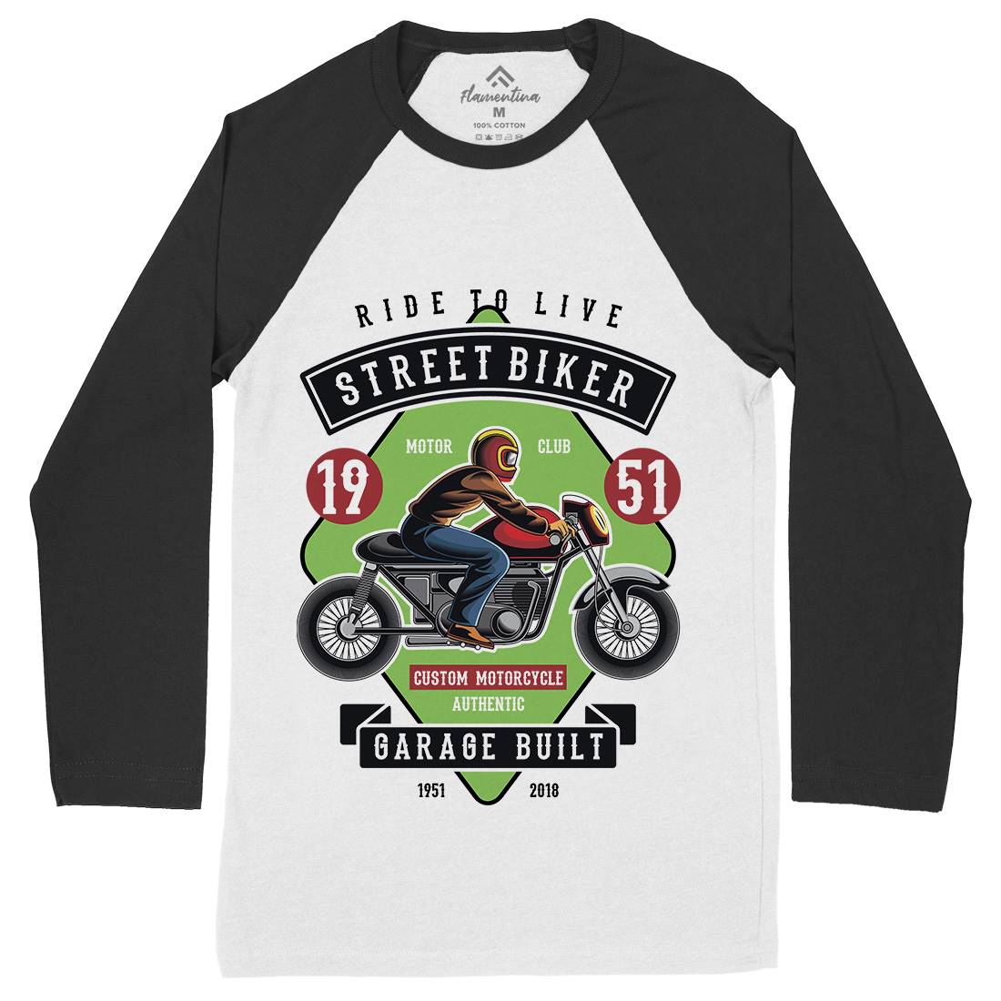 Street Biker Mens Long Sleeve Baseball T-Shirt Motorcycles C453
