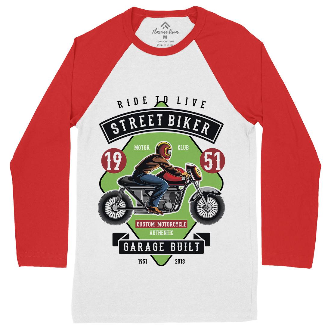 Street Biker Mens Long Sleeve Baseball T-Shirt Motorcycles C453