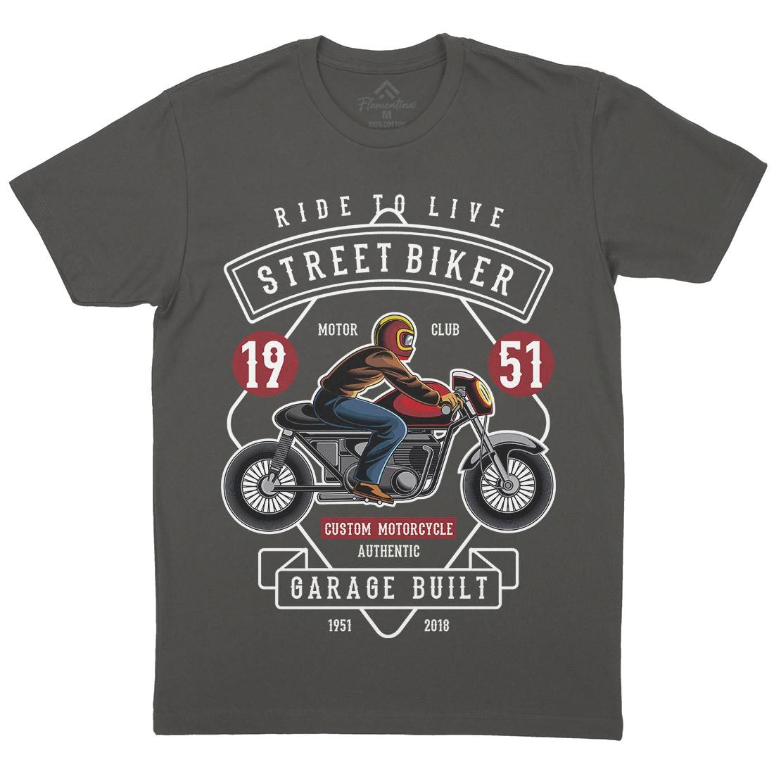 Street Biker Mens Organic Crew Neck T-Shirt Motorcycles C453