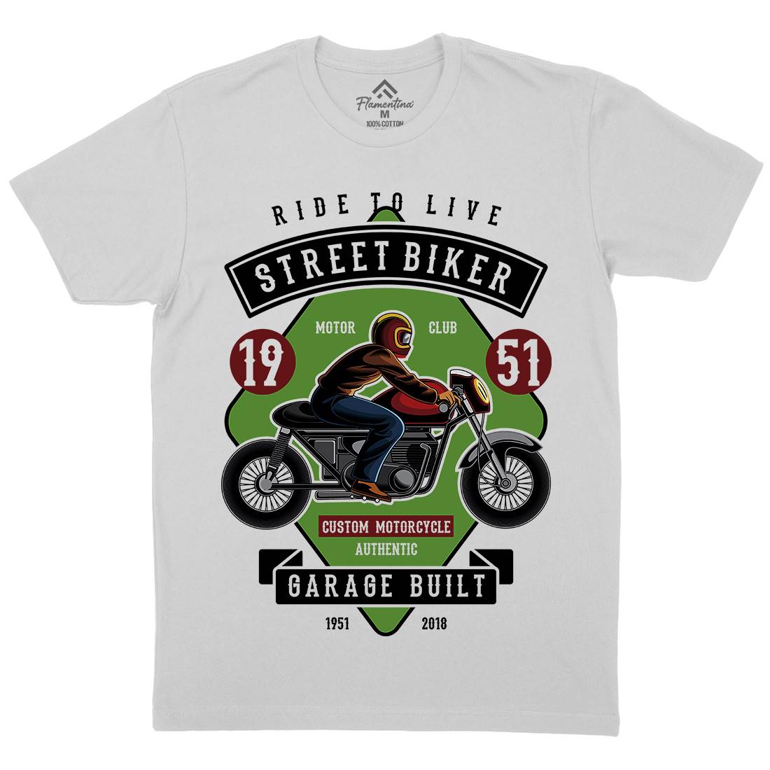 Street Biker Mens Crew Neck T-Shirt Motorcycles C453