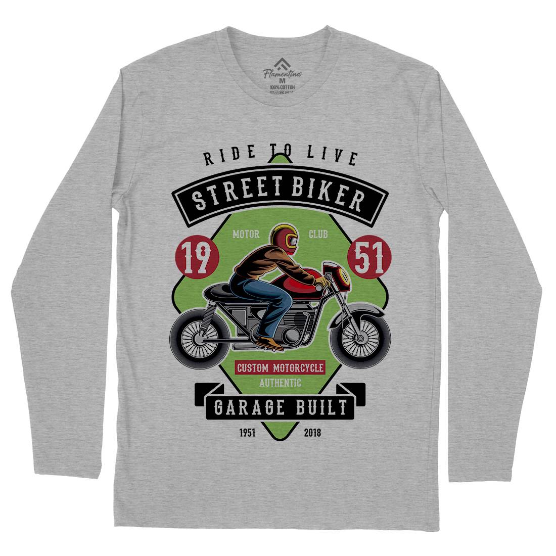 Street Biker Mens Long Sleeve T-Shirt Motorcycles C453