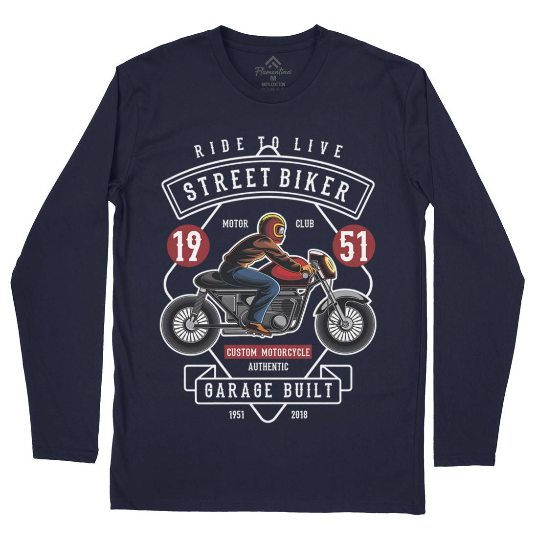 Street Biker Mens Long Sleeve T-Shirt Motorcycles C453