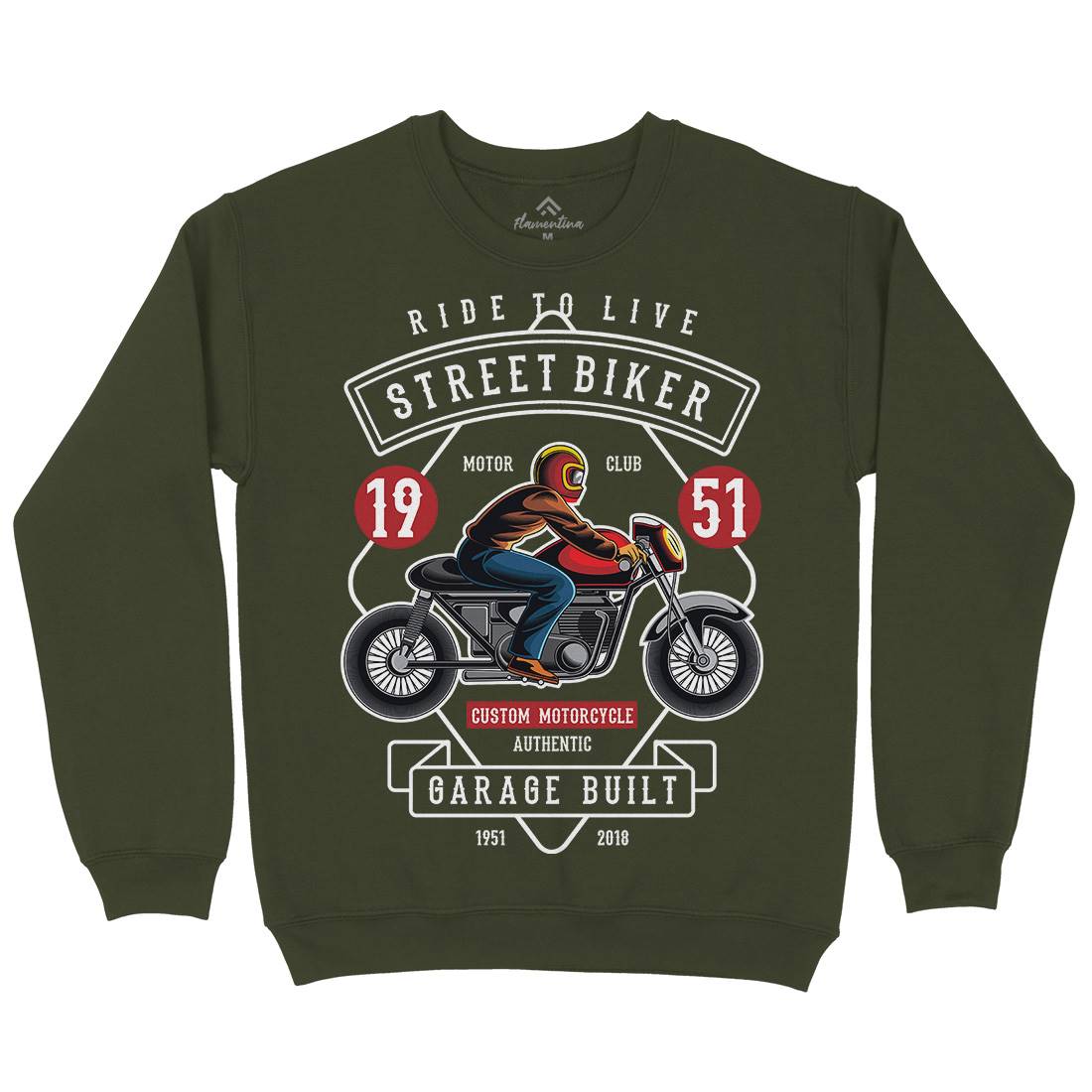 Street Biker Mens Crew Neck Sweatshirt Motorcycles C453