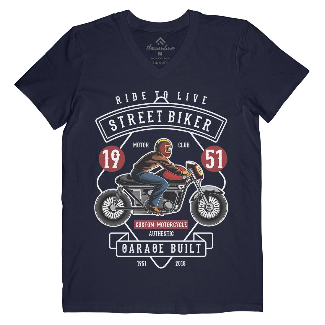 Street Biker Mens V-Neck T-Shirt Motorcycles C453