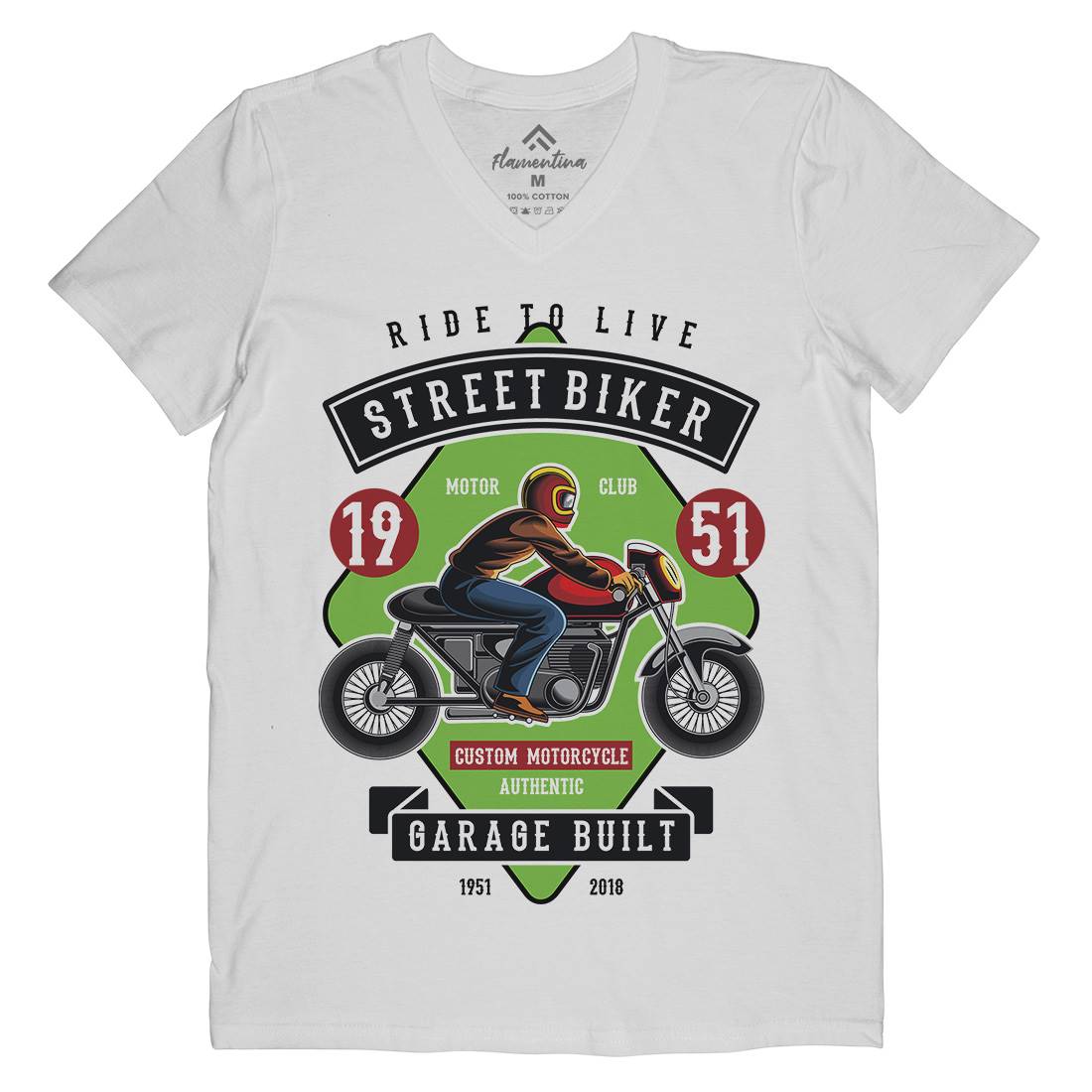 Street Biker Mens V-Neck T-Shirt Motorcycles C453