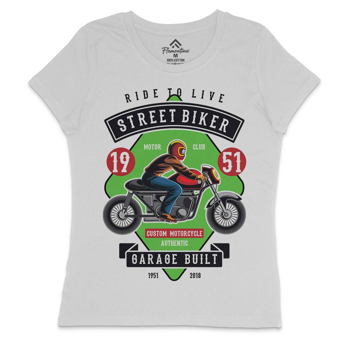 Street Biker Womens Crew Neck T-Shirt Motorcycles C453