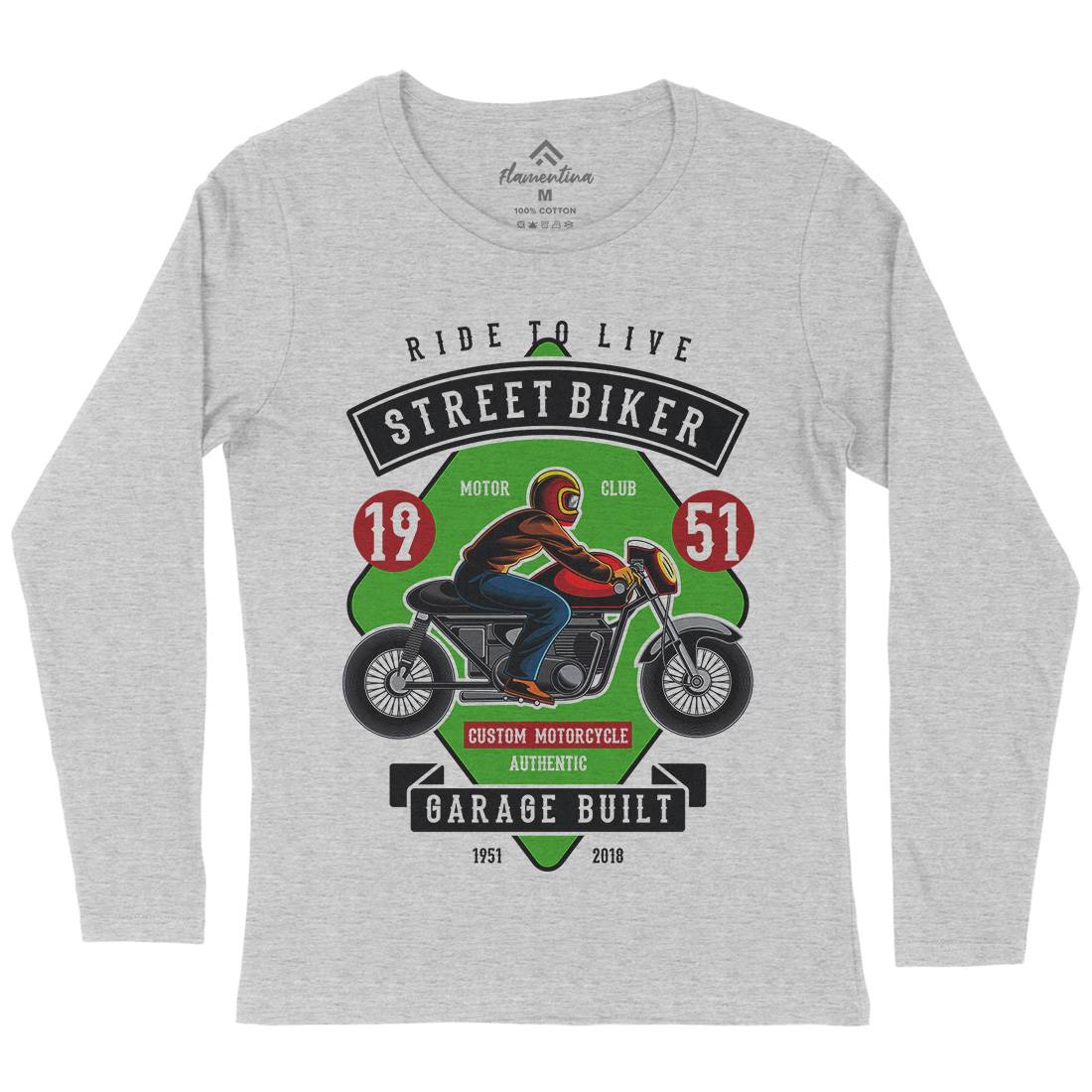 Street Biker Womens Long Sleeve T-Shirt Motorcycles C453