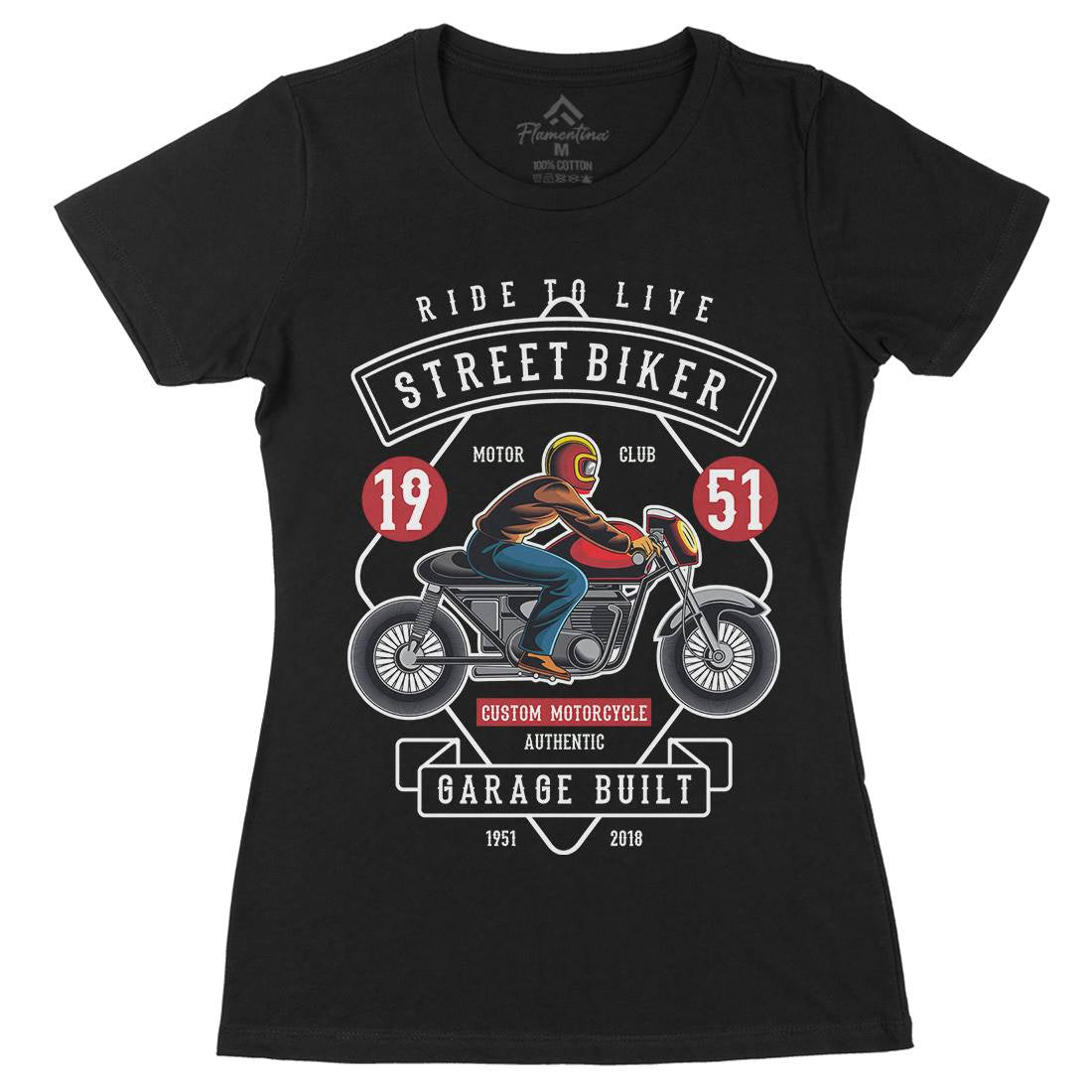 Street Biker Womens Organic Crew Neck T-Shirt Motorcycles C453