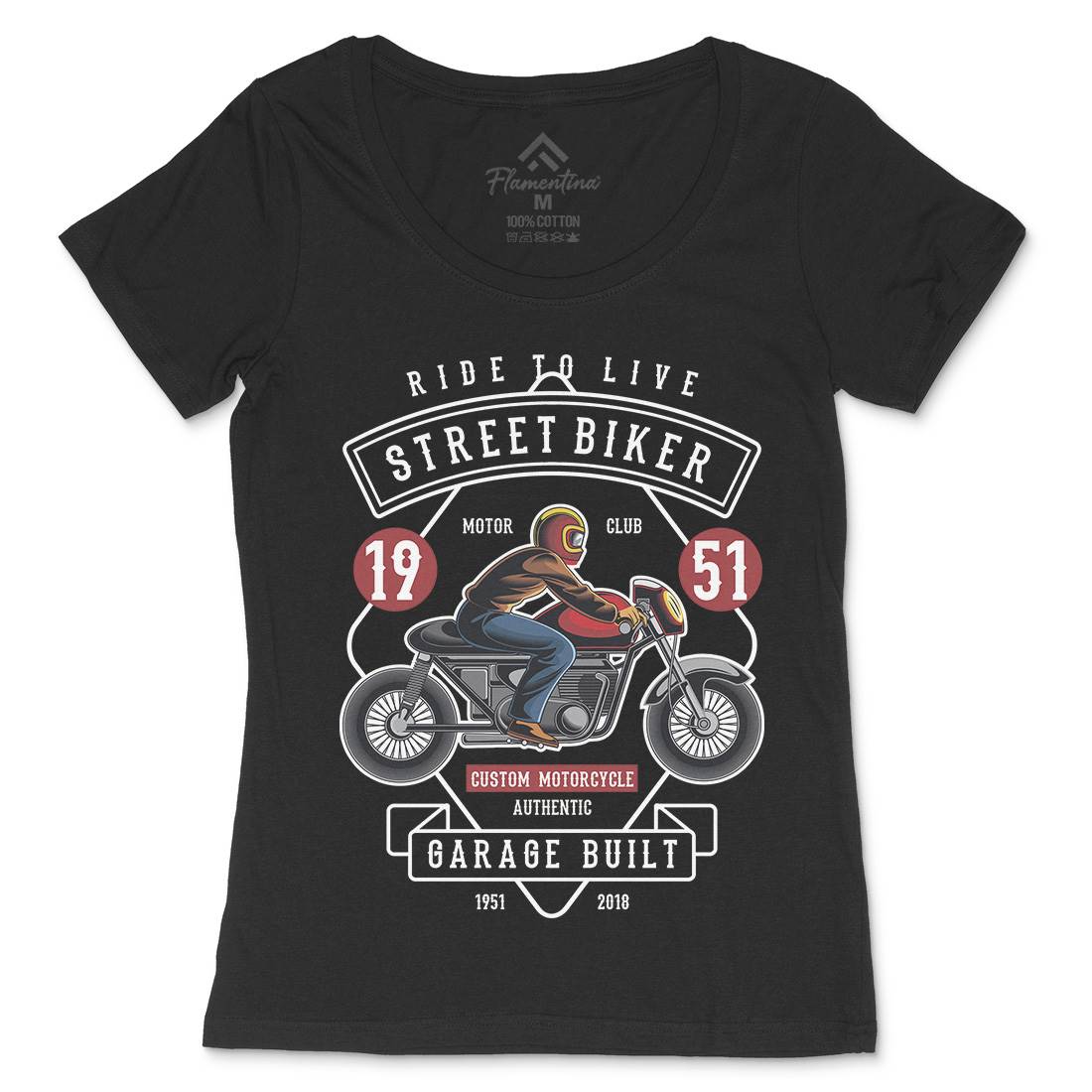 Street Biker Womens Scoop Neck T-Shirt Motorcycles C453