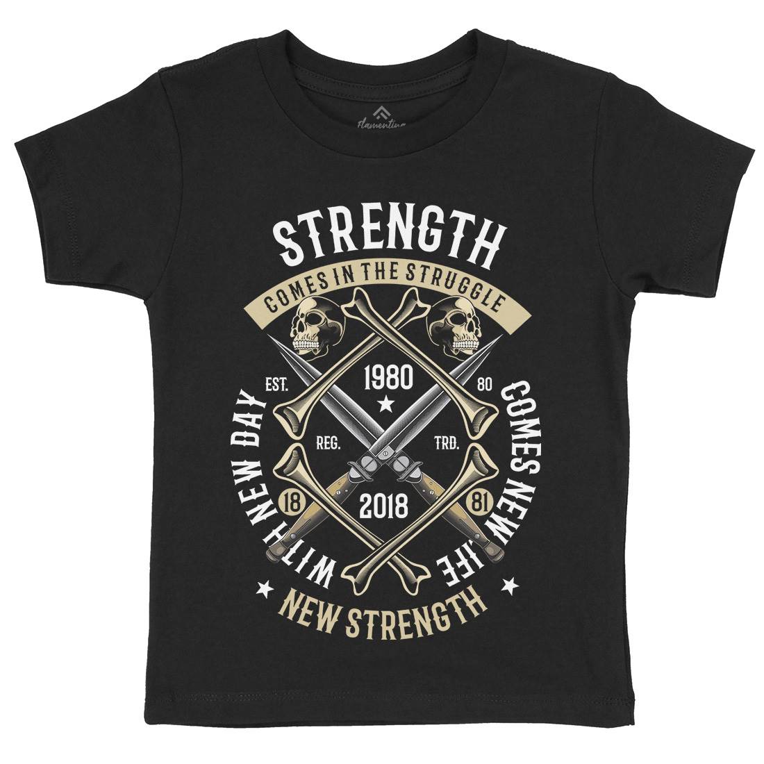 Strength Kids Crew Neck T-Shirt Army C454