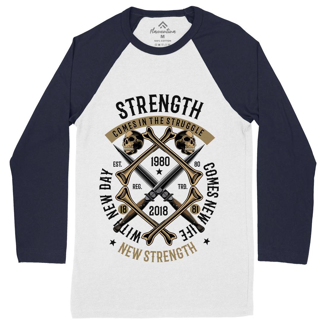 Strength Mens Long Sleeve Baseball T-Shirt Army C454