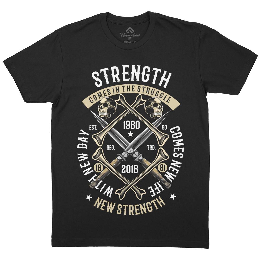 Strength Mens Crew Neck T-Shirt Army C454