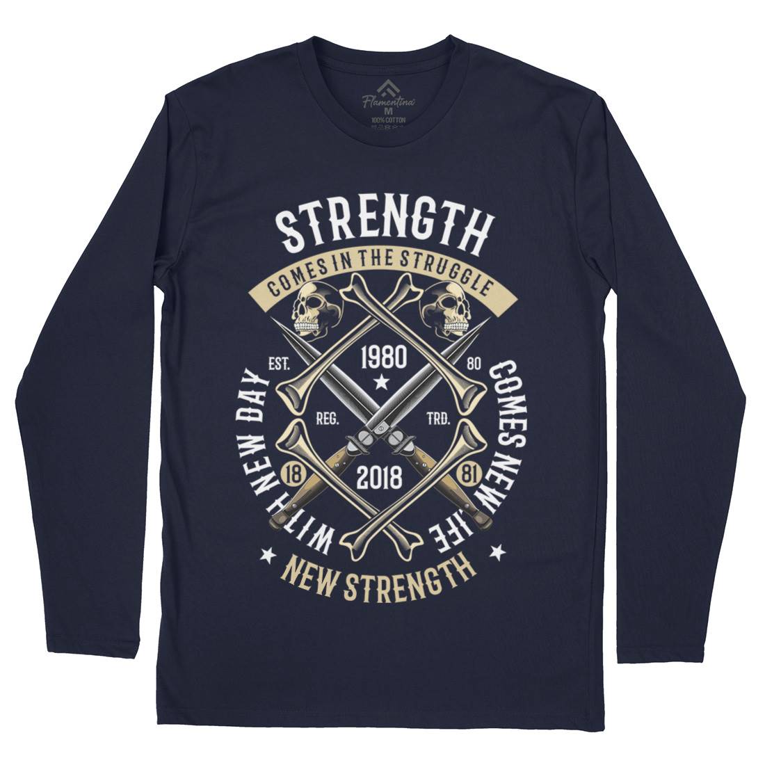 Strength Mens Long Sleeve T-Shirt Army C454