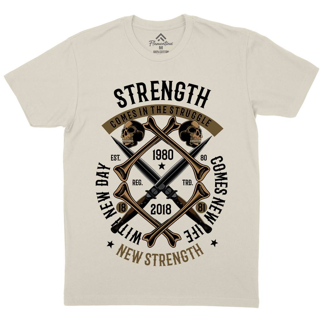 Strength Mens Organic Crew Neck T-Shirt Army C454