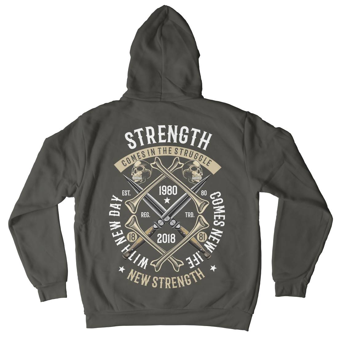 Strength Mens Hoodie With Pocket Army C454