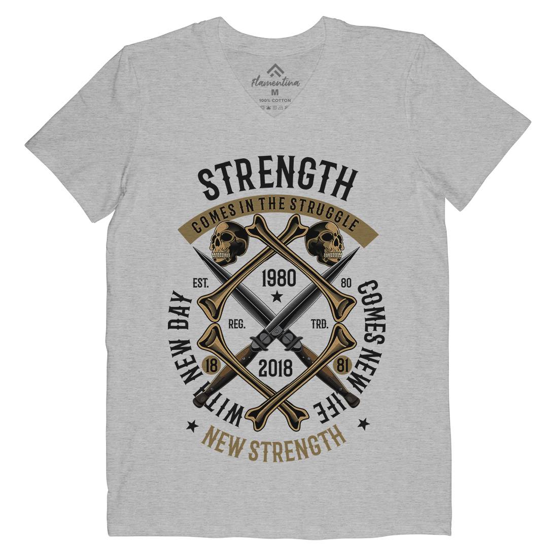 Strength Mens V-Neck T-Shirt Army C454