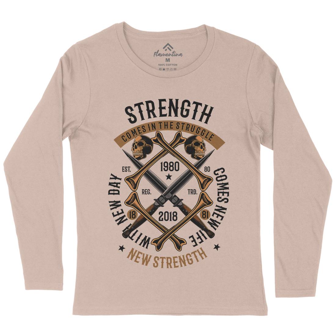 Strength Womens Long Sleeve T-Shirt Army C454